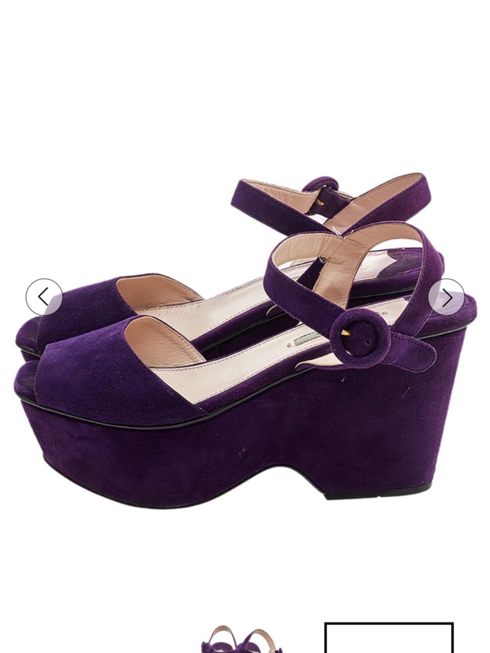 Prada Purple Suede Peep-Toe Ankle-Strap Heels - Picture 2 of 5